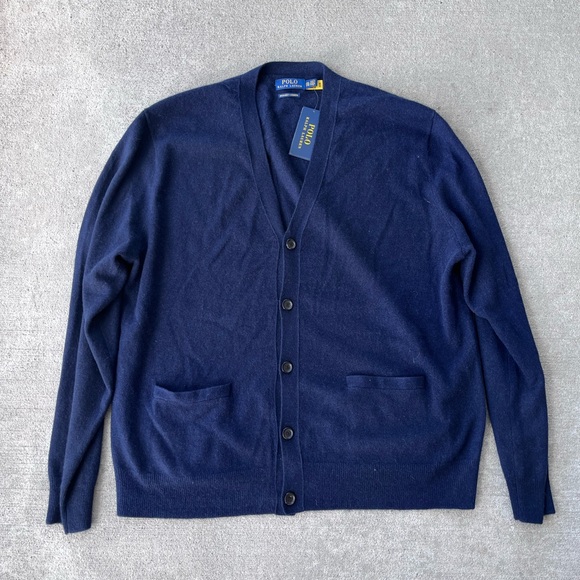 Polo Ralph Lauren dark blue cashmere cardigan sweater NWT